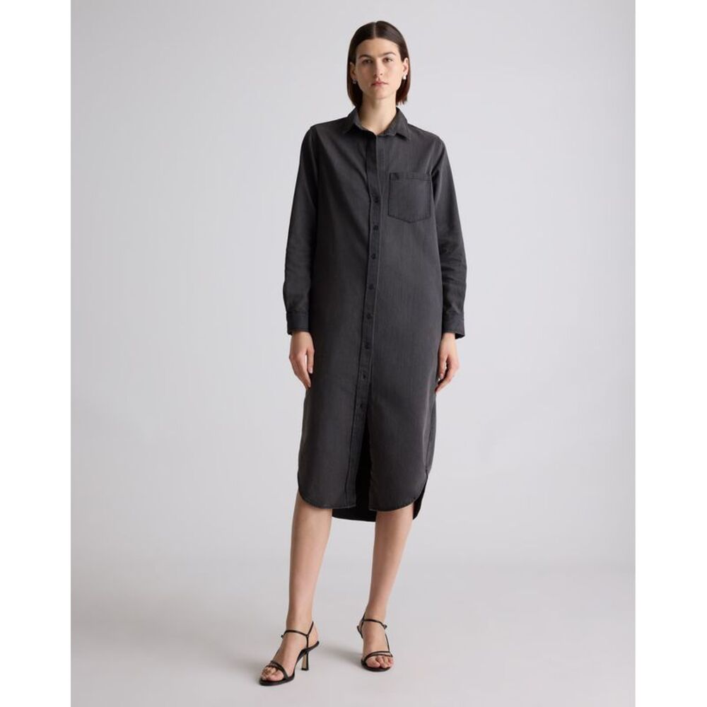 Quince Charcoal Button‑Front Shirt Dress